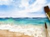 Loose Watercolor Blue Sky Ocean Waves Landscape | Paint With