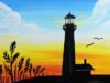 EP51- 'Lighthouse Silhouette' – Easy acrylic lighthouse painting tutorial for