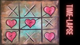 Timelapse version of 'Tic Tac Toe Valentine' acrylic painting tutorial