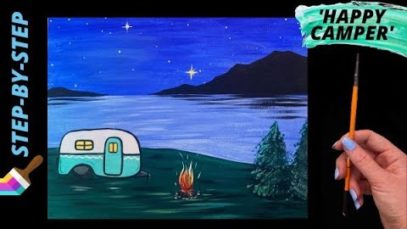 EP78- 'Happy Camper' easy acrylic painting tutorial for beginners, rv