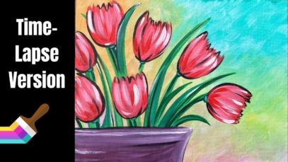 Time-lapse version of 'Tulip Bouquet' Easy springtime tulip acrylic painting